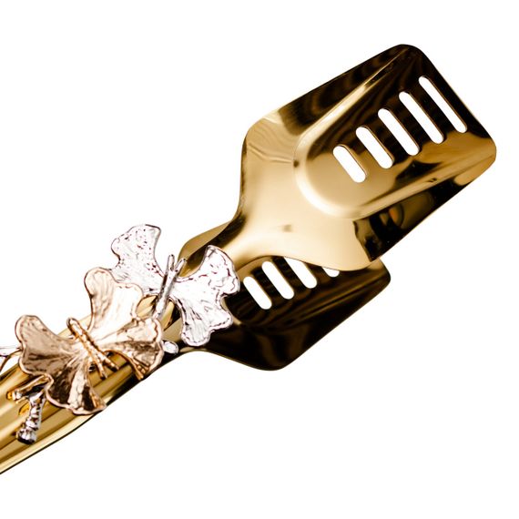 Щипці кухонні металеві 21.5×5 (см) кулінарні щипці для м'яса, риби, гриля кухарські щипці Золотистий HP-8-62 | Зображення 2