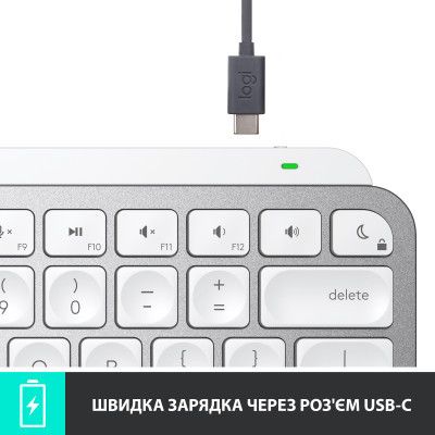 Клавиатура Logitech MX Keys Mini Wireless Illuminated UA Pale Grey (920-010499) | Зображення 1