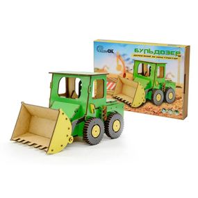 Дитячий дерев'яний 3D конструктор "Бульдозер" Puz-26918, 91 деталь