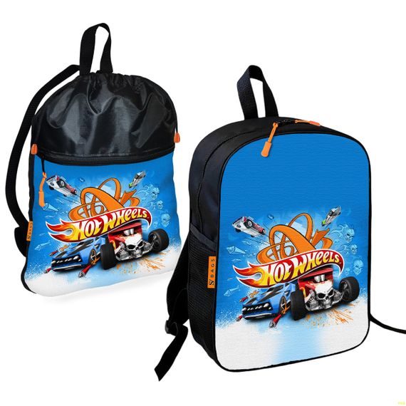 Школьный рюкзак детский Хот Вилс + Сумка для обуви спортивной формы рюкзак-мешок мальчику (01878)