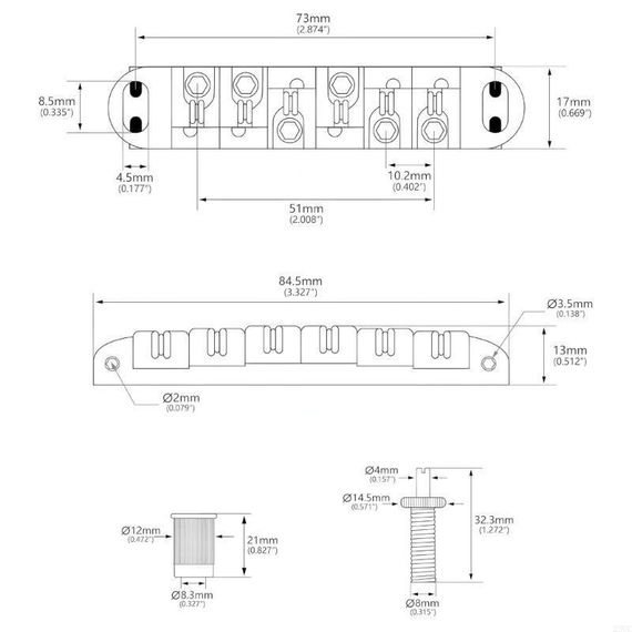 Тюноматик роликовий бридж Tune-o-matic для електрогітари Gibson SG Les Paul | Зображення 2