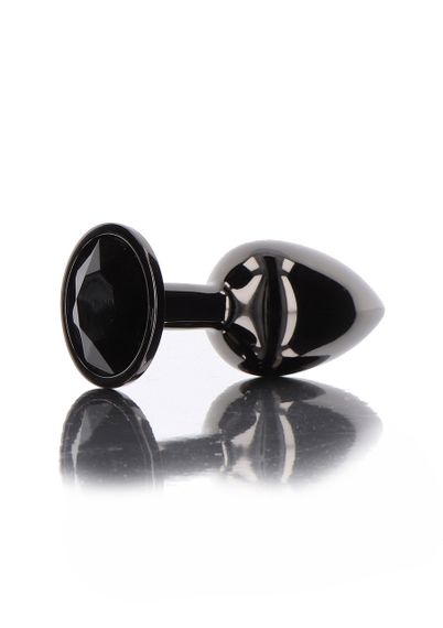 Анальний корок L чорний металевий з чорним каменем Butt Plug With Diamond Jewel Taboom | Зображення 2