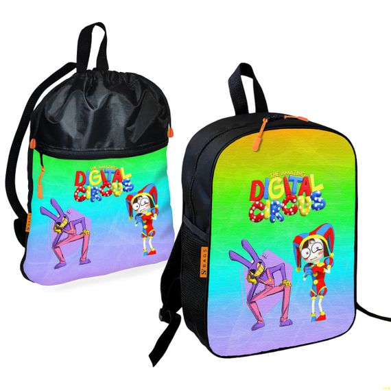 Шкільний рюкзак дитячий Цифровий Цирк + Сумка для взуття спортивної форми рюкзак-мішок хлопчикові (01882)
