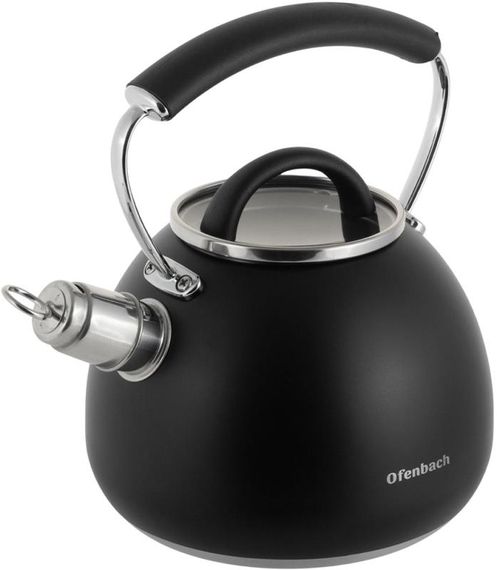 Чайник Ofenbach Magic Kettle 2.5л зі свистком та скляною кришкою, чорний