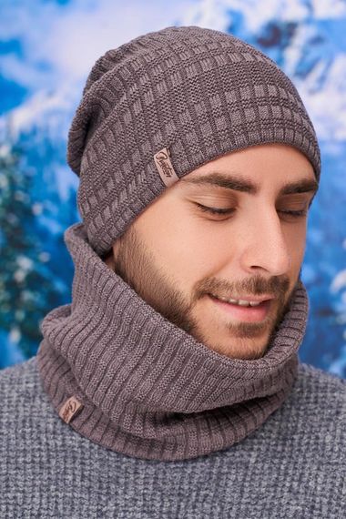 Мужской комплект «Кэмпбел» с шарфом-бафом (5140-7) темный кофе