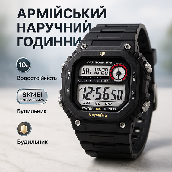 Повседневные спортивные часы SKMEI 6212/2126BKWT, Наручные часы с электронным механизмом PU-87