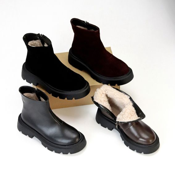 Шикарні зимові лаконічні черевики натуральна замша колір Шоколад | Зображення 9