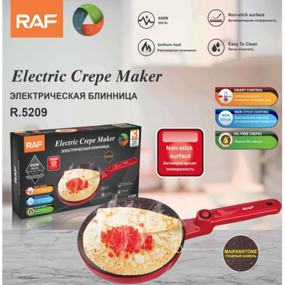 Млинниця занурювальна Crepe Maker R.5209 R Червона (650Вт) | Електрична сковорідка для млинців з керамічним покриттям