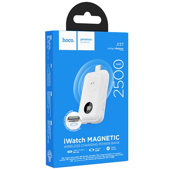 Портативний ЗП Power Bank Hoco J137 for Apple Watch 2.5W 2500 mAh White | Зображення 1