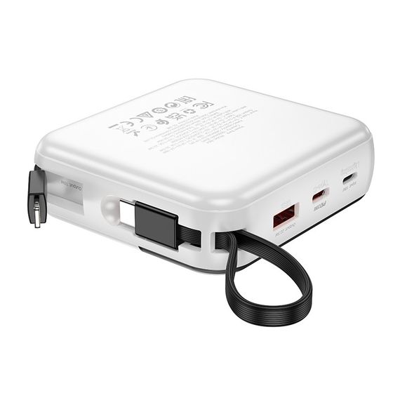 Портативний ЗП Power Bank BOROFONE BJ64 Distinct 22.5W+PD20W with cable 10000 mAh White | Зображення 2
