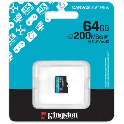 Карта памяти Kingston 64GB microSDXC сlass 10 UHS-I U3 V30 A2 Canvas Go Plus G4 (SDCG4/64GBSP) | Зображення 2
