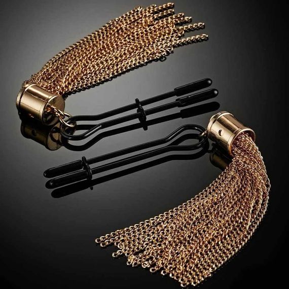 Затискачі для сосків Guilty Pleasure Tassel Tease Clamps, чорно-золоті Sex Aura | Зображення 5