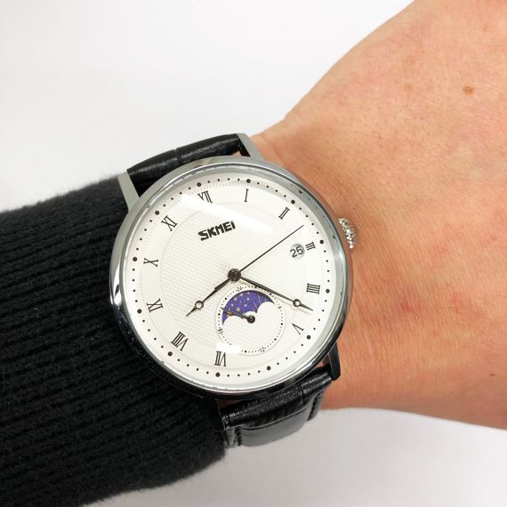 Годинник наручний чоловічий SKMEI 9308SIBK, чоловічий годинник стильний годинник на руку, модний чоловічий годинник круглий | Зображення 1