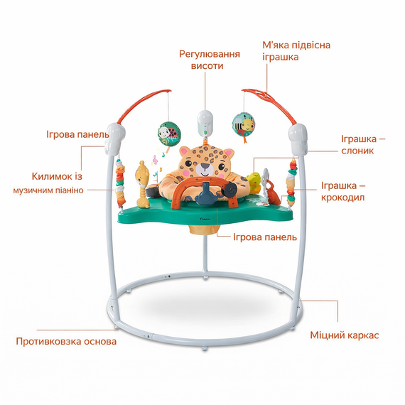 Дитячий ігровий центр-стрибунець Jumperoo: інтерактивний музичний центр 360° з регулюванням висоти та світловими ефектами Зелений | Зображення 2