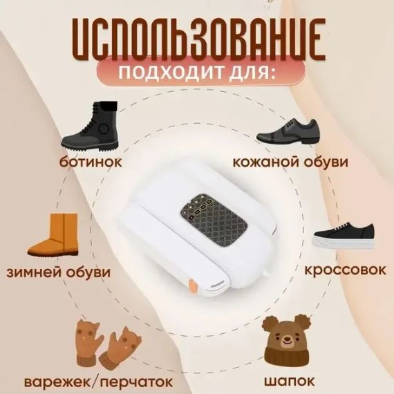 Электрическая ультрафиолетовая сушилка для обуви антибактериальная с морской солью Shoes Dryer SH01 White | Зображення 4