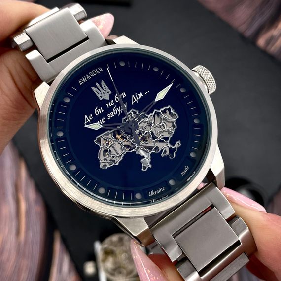 Класичний чоловічий годинник Awarder 058 Де би не був Silver-Black Steel, водонепроникний, японський механізм | Зображення 1