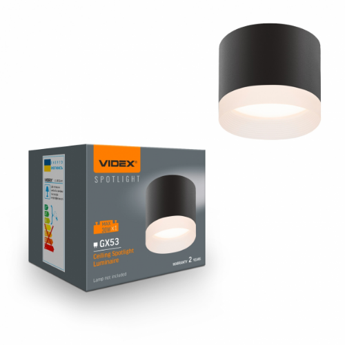 LED Світильник під лампу GX53 накладний чорний VL-SPF25A-B Videx | Зображення 1