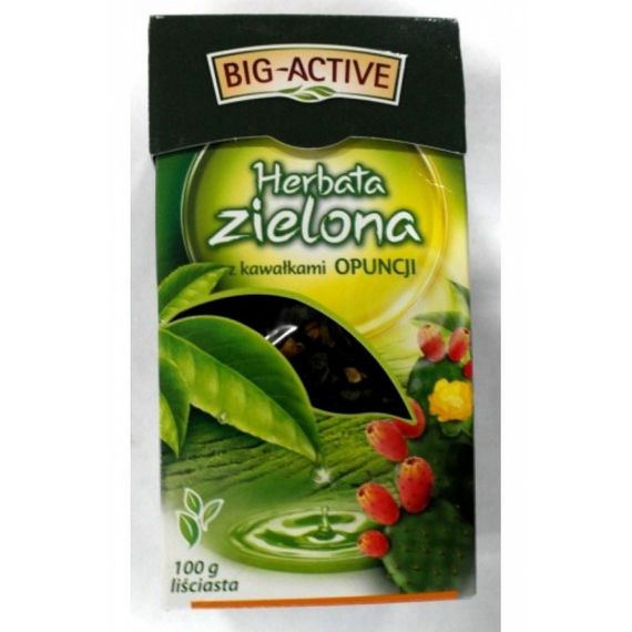 Чай зеленый листовой Big-Active с кактусом агава и лепестками роз, 100г Польша