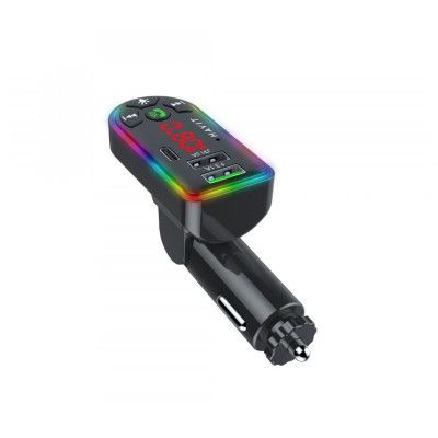 FM модулятор Havit HV-FM813BT 2USB+USB-C RGB Black (HV-FM813BT Black) | Зображення 2
