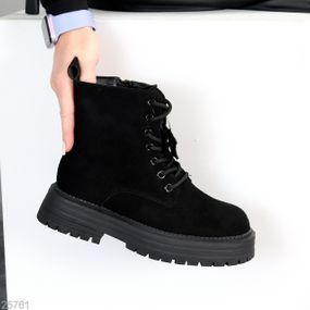 Повсякденні чорні зимові черевики берці натуральна замша доступна ціна 39