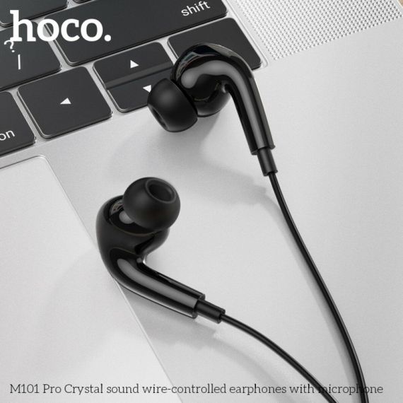 Навушники HOCO M101 Pro Crystal sound wire-controlled earphones with microphone Black | Зображення 4