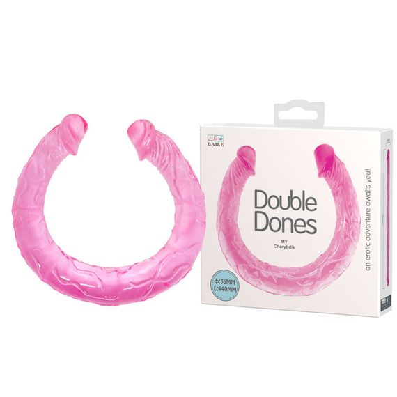 Фалоімітатор двосторонній Baile Double Dones, реалістичний, рожевий, 44 × 3,5 см Sex Aura