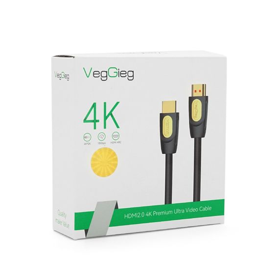 Кабель VEGGIEG HA-5 HDMI-HDMI 4K UHD, 5.0m, v2.0, OD-4.0mm, Black | Зображення 1