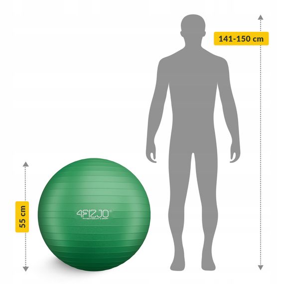 М'яч для фітнесу (фітбол) 4FIZJO 55 см Anti-Burst Green (P-5907739316264) | Зображення 4