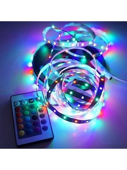 Світлодіодна стрічка SMD 3528 RGB (54 LED/m) 5 метрів на силіконі з блоком та пультом керування різнокольорова (повний комплект) | Зображення 6