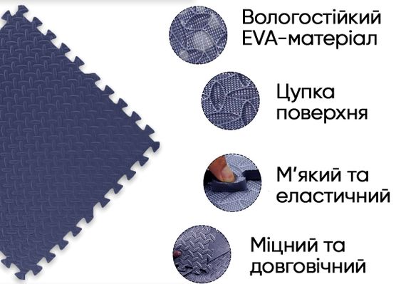 Мат-пазл EasyFit SwallowTail EVA 120х120х1 см татамі ластівчин хвіст Синій (EF-1950-BE) | Зображення 5