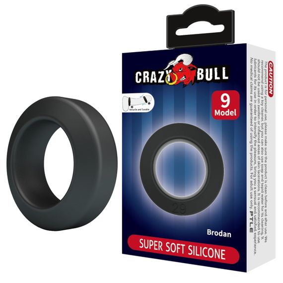 Ерекційне кільце Crazy Bull №9 - Brodan super soft silicone, BI-210351 Sex Aura