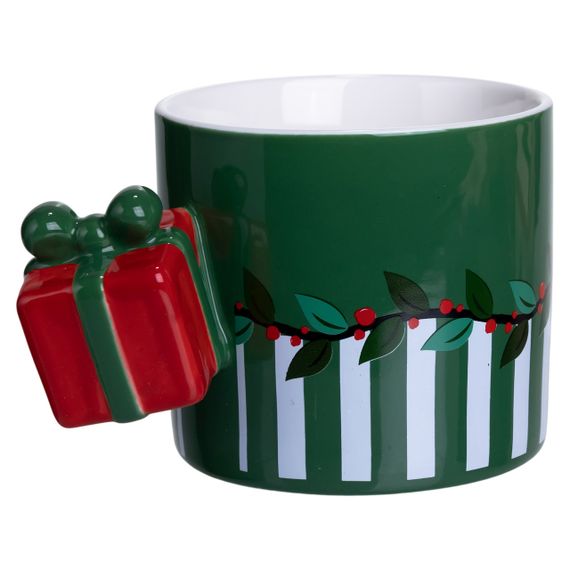 Чашка фарфоровая новогодняя Merry Christmas 400 (мл) Зеленая Yiwu FM-CS-49GR | Зображення 1