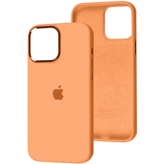 Чохол Silicone Case Metal Buttons (AA) для Apple iPhone 14 Pro Max (6.7") Силікон, Жовтогарячий/Marigold