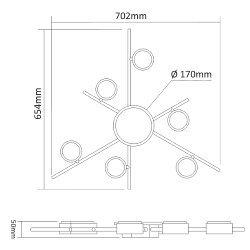 LED Світильник під лампу 6*GX53 накладний з підсвічуванням білий VL-SPF22B-WB Videx | Зображення 2