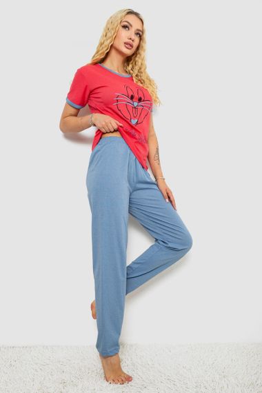 Пижама женская с принтом, цвет малиновый, 243R20262 | Зображення 2