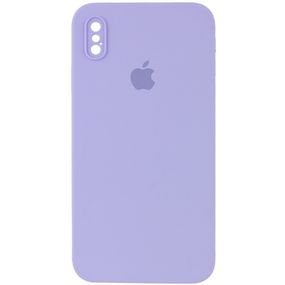 Чохол Silicone Case Square Full Camera Protective (AA) для Apple iPhone XS / X (5.8") Бузковий / Dasheen