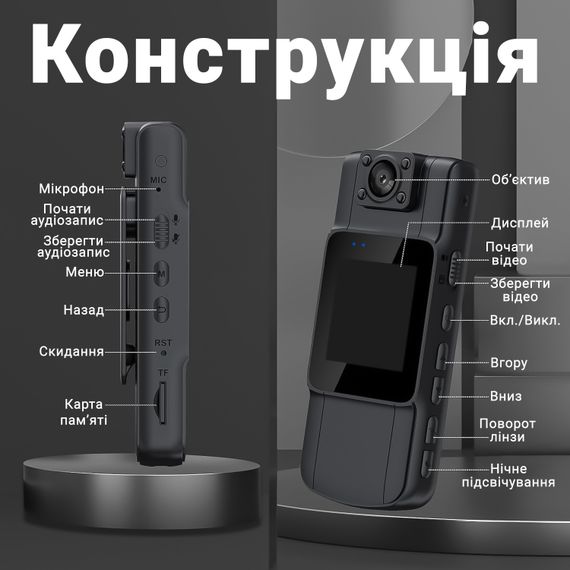 Беспроводная WiFi боди камера с поворотным объективом и дисплеем Digital Lion MD32, ИК подсветка, 2K | Зображення 4