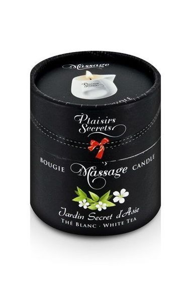 Масажна свічка Plaisirs Secrets White Tea (80 мл) подарункова упаковка, керамічний посуд | Зображення 2