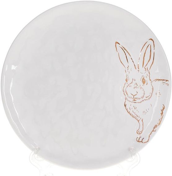 Тарілки в наборі 4 шт Bunny White - Gold 21х21х2см ceramic