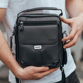 Чоловіча сумка через плече із натуральної шкіри Tiding Bag 1079714 чорна