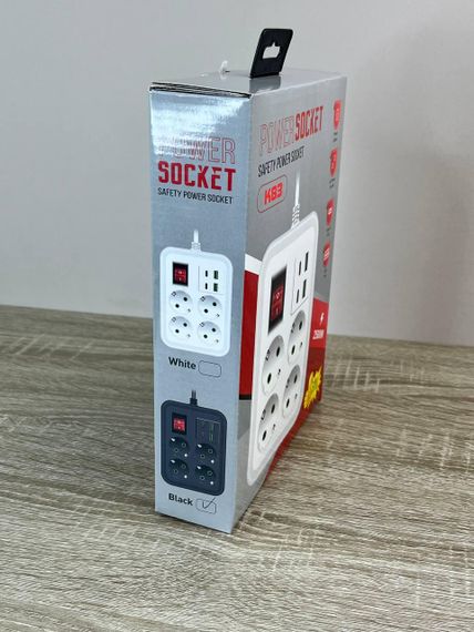 Мережевий фільтр K83 подовжувач 3 м для дому та офісу 4 USB-порти 3 розетки 5V 2.1A 2500 Вт Чорний | Зображення 5