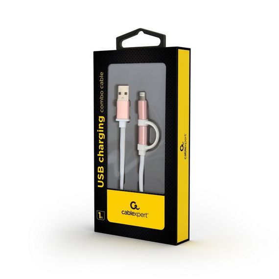 Кабель Cablexpert CC-USB2-AM8PmB-1M-PK, USB 2.0 AM-папа/Lightning+mUSB, 1.0 м. | Зображення 1