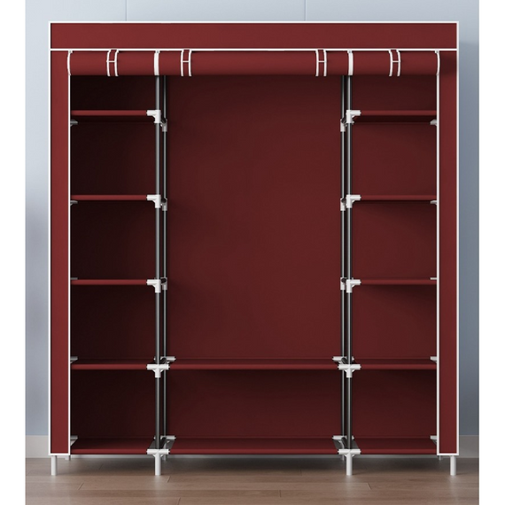 Складана тканинна шафа Storage Wardrobe, зручна шафа для зберігання речей, на 3 секції 12 полиць і рейка для вішалок | Зображення 5