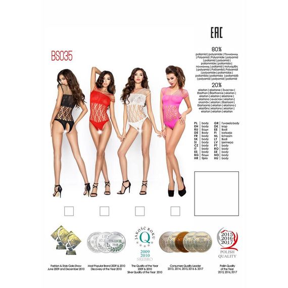 Бодистокинг Passion BS035 pink, боди, имитация топа и трусиков, S/M/L | Зображення 4