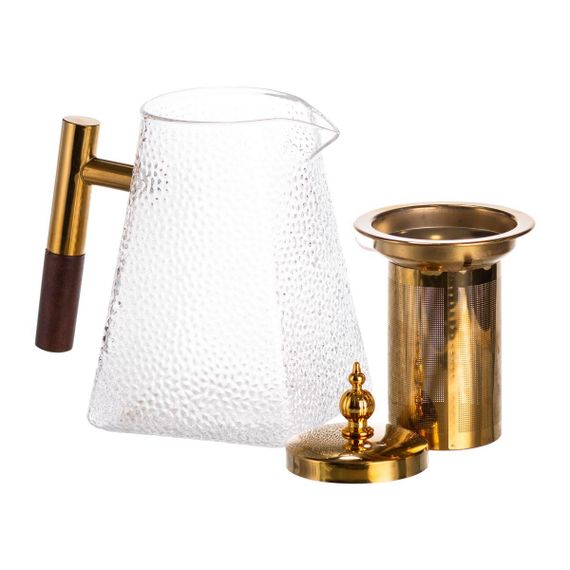 Чайник для заварювання скляний для чаю 1 л з металевою ручкою прозорий HP-34-36 | Зображення 3