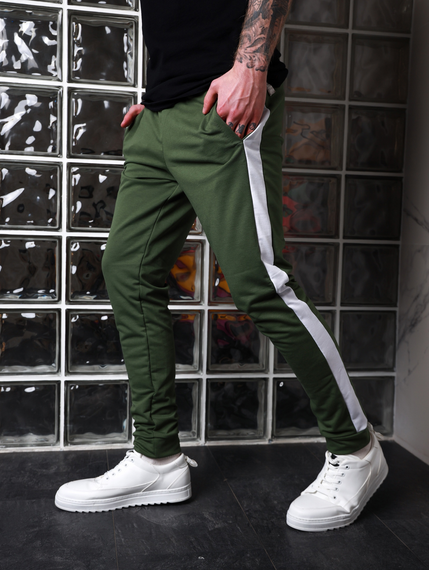 Штаны лампас весна хаки-белый XS | Зображення 1