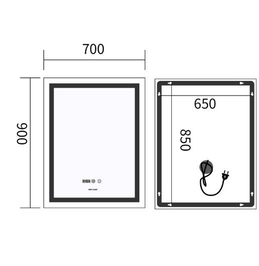 Дзеркало Mixxus Premium FLASH MR21-70x90 (LED Touch, Anti-fog, годинник) (MP6618) | Зображення 1