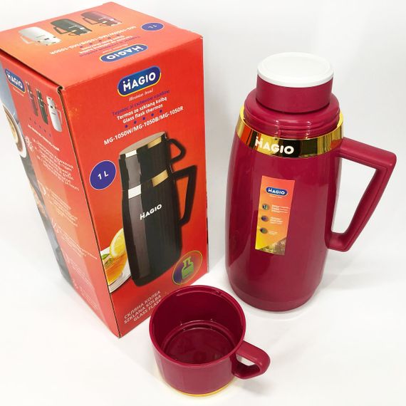 Термос Magio MG-1050R зі скляною колбою, Термос для питної води, Термос із нержавіючої сталі. Колір: червоний | Зображення 8