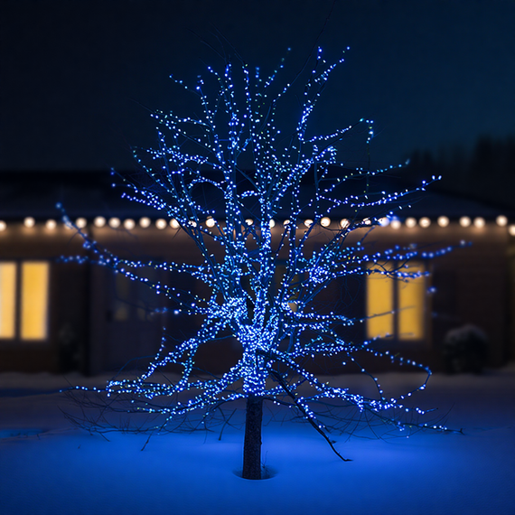 Новорічна гірлянда вулична 100 м 1000 LED із сонячною батареєю 8 режимів роботи чорний провід Синій SB1000L100MBBL | Зображення 1