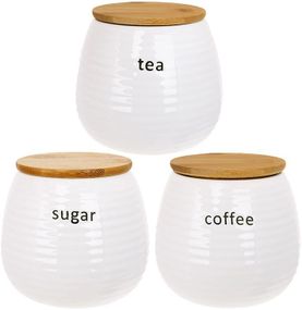 Набір 3 банки Merceyl "Sugar, Tea, Coffee" по 750мл, кераміка з дерев'яними кришками